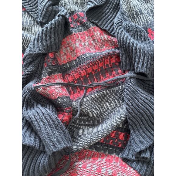 Powder River Outfitters Womens Long Cardigan Duster Sweater XL Fair Isle Ruffle - Picture 7 of 9